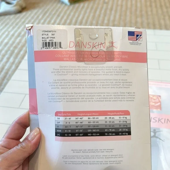 DANSKIN Girls Microfiber Footed Tights in Ballet Pink (Girls Med) - Picture 2 of 2